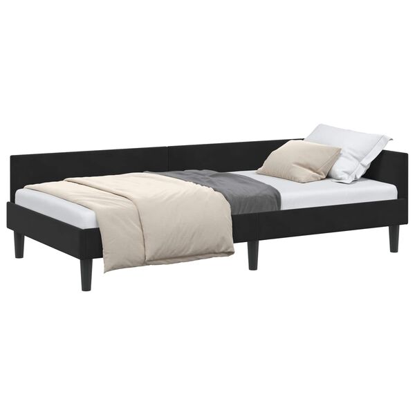 vidaXL Hoekbedframe met hoofdeinde Zwart 90 cm x 200 cm Fluweel