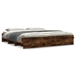 vidaXL Bedframe zonder matras 200x200 cm spaanplaat gerookt eiken