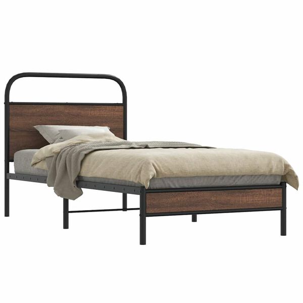 vidaXL Bedframe zonder matras bewerkt hout bruin eikenkleur 90x200 cm