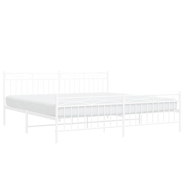 vidaXL Bedframe met hoofd- en voeteneinde metaal wit 193x203 cm