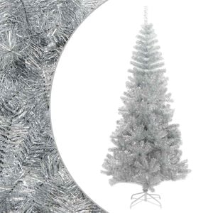 vidaXL Kunstkerstboom met standaard 210 cm PET zilverkleurig