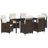vidaXL Buiten eettafelset 7 st Bruin en Cr&egrave;me Wit poly rattan