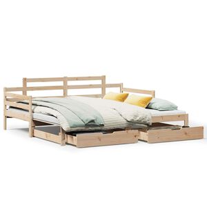 vidaXL Slaapbank met onderschuifbed en lades zonder matras 80x200 cm