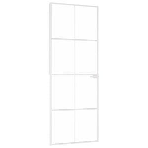 vidaXL Binnendeur 76x201,5 cm gehard glas en aluminium smal wit