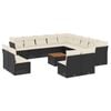 vidaXL 14-delige Loungeset met kussens poly rattan zwart