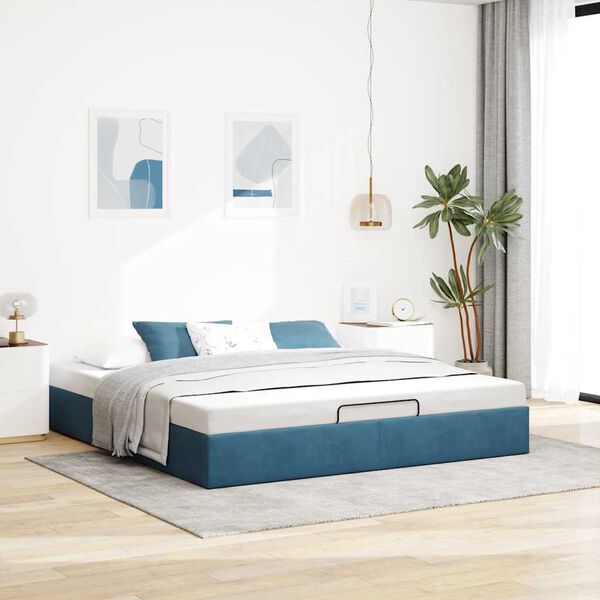 vidaXL Ottoman bedframe zonder matras 160x200 cm fluweel donkerblauw