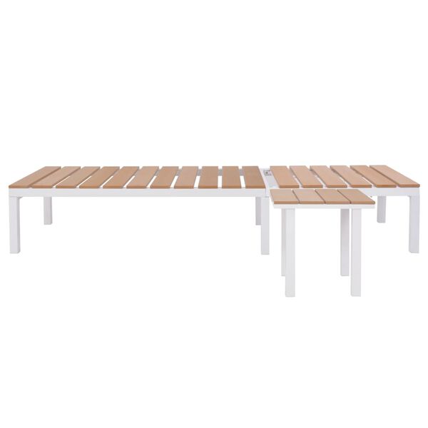 vidaXL Ligbed met tafel aluminium HKC bruin