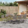 vidaXL Tuin eettafelset 9 pcs Grijs poly rattan