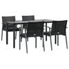 vidaXL 5-delige Tuinset met kussens poly rattan en staal