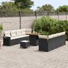 vidaXL Tuin Sofa Set met kussen 11 pcs Zwart en Cr&egrave;me poly rattan