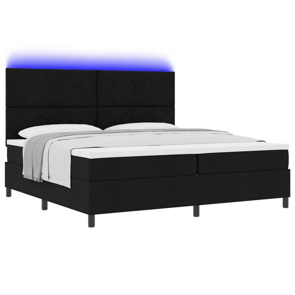 vidaXL Boxspring bed met matras met LED Zwart 200 x 200 cm Stof