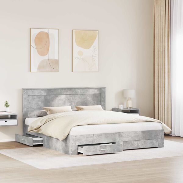 vidaXL Bedframe met lade met hoofdeinde met opslag Bewerkt hout