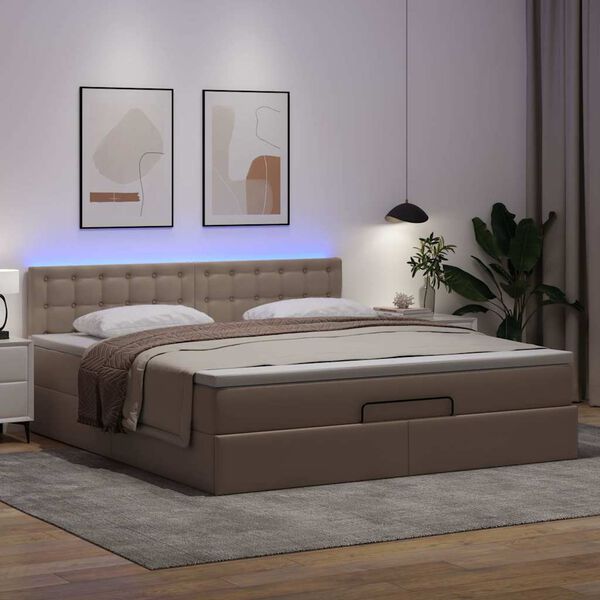 vidaXL Bed poef met matrassen en LED's 180x200cm kunstleer