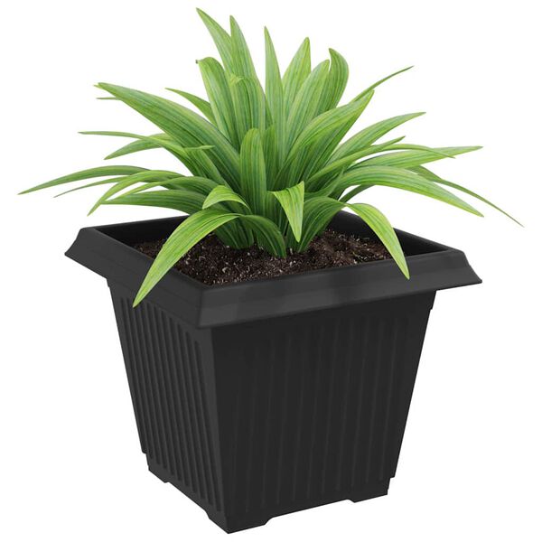 vidaXL Vierkante Bloempot 24 pcs Zwart 38 x 38 x 30 cm Kunststof