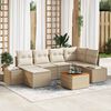 vidaXL Tuinbankenset met kussen 7 pcs Beige poly rattan