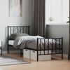 vidaXL Bedframe met hoofd- en voeteneinde metaal zwart 75x190 cm