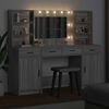 vidaXL Make-up tafel set met LED 3 pcs Grijs Sonoma Bewerkt hout