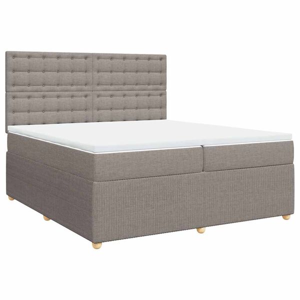 vidaXL Boxspring met matras stof taupe 200x200 cm