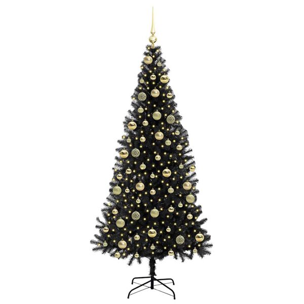 vidaXL Kerstboom met 300 LED met standaard Zwart 210 cm PVC