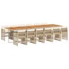 vidaXL 13-delige Tuinset met kussens poly rattan beige