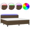vidaXL Boxspring met matras en LED stof donkerbruin 200x200 cm