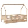 vidaXL Kinderbedframe met lades 80x200 cm massief grenenhout