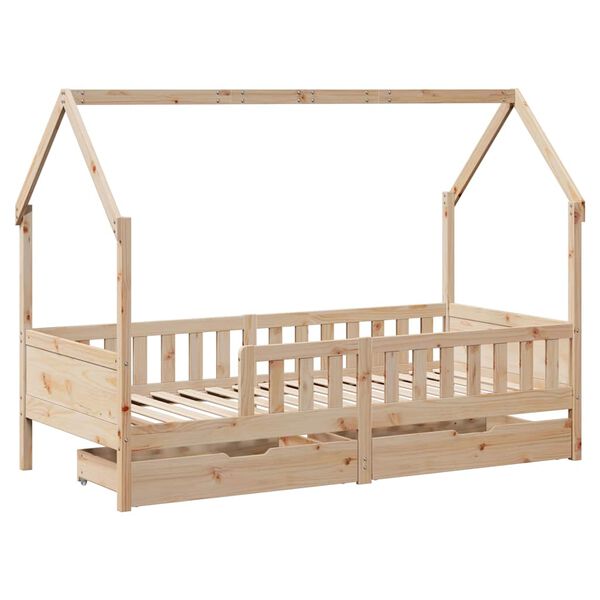 vidaXL Kinderbedframe met lades 80x200 cm massief grenenhout