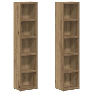 vidaXL CD-kasten 2 st 21x16x93,5 bewerkt hout artisanaal eikenkleur