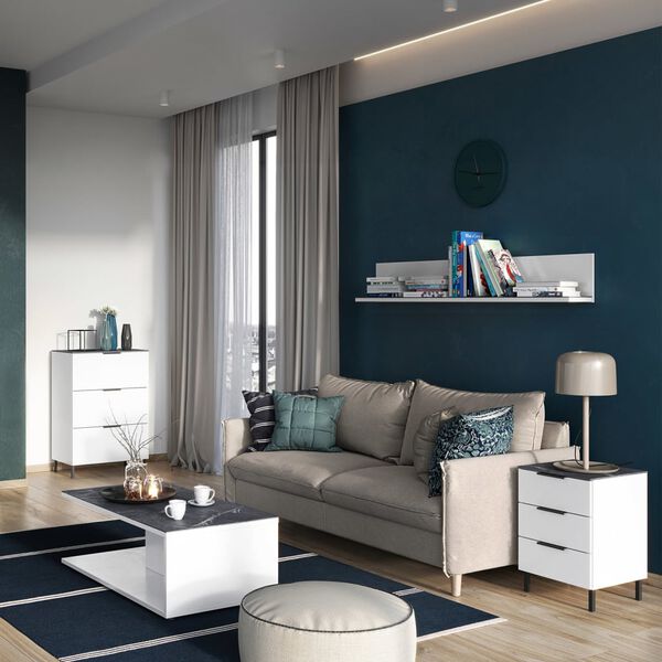 Germania Nachtkastje GW-California 41x40x60 cm wit en marmerkleurig