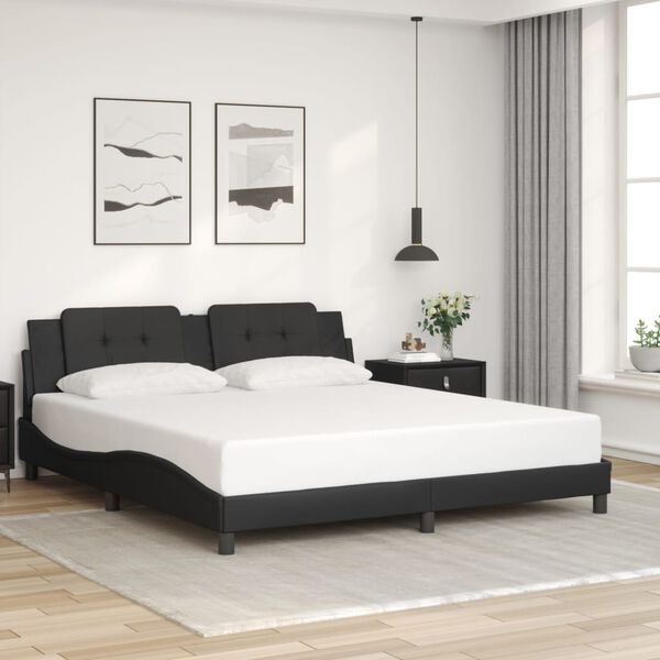 vidaXL Bedframe zonder matras "Zadar" kunstleer zwart 180x200 cm