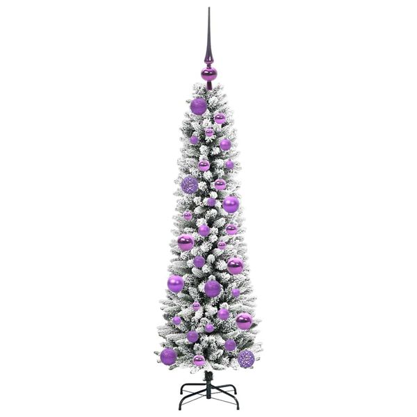 vidaXL Kunstkerstboom Groen en wit 120 cm PVC en Metaal en Plastic