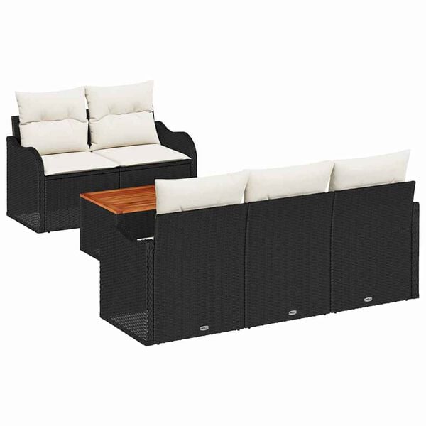 vidaXL Tuinbankenset met opslag 6 pcs Zwart en Cr&egrave;me poly rattan