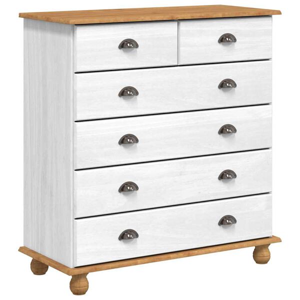 vidaXL Ladekast ASKIM Wit 91 x 40 x 95,5 cm Massief grenenhout