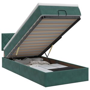 vidaXL Ottoman bed met matras Donkergroen 80 x 200 cm Fluweel