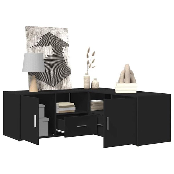 vidaXL Hoekkast 200x40x45 cm bewerkt hout zwart