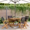 vidaXL 5-delige Tuinset poly rattan en massief hout zwart