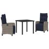 vidaXL Tuin eettafelset 3 st Grijs poly rattan
