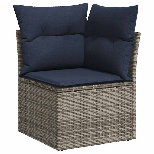 vidaXL 8-delige Loungeset met kussens poly rattan acacia grijs