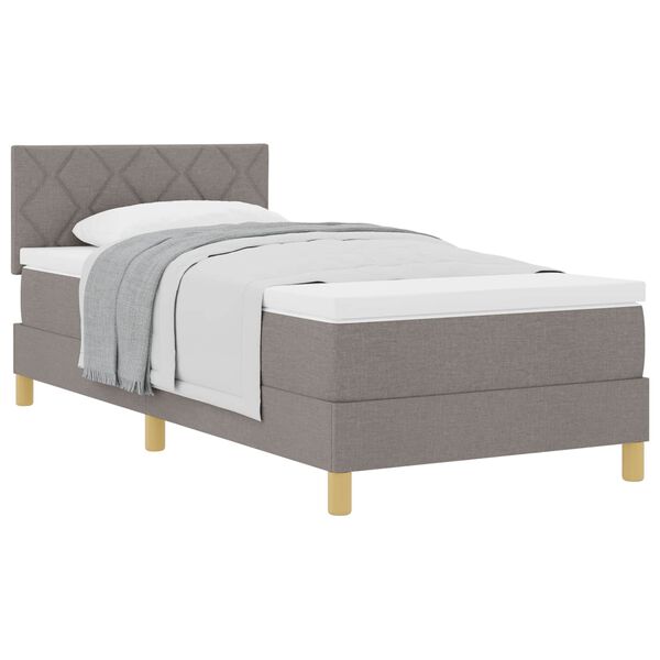 vidaXL Boxspringbed met matras met hoofdeinde Taupe 90 x 200 cm Stof