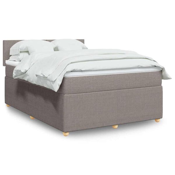 vidaXL Boxspring met matras stof taupe 160x200 cm