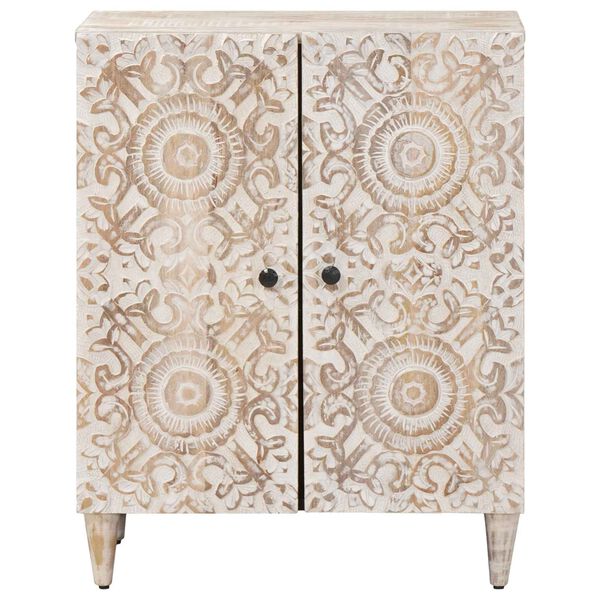 vidaXL Opslag Dressoir Wit 60 x 33,5 x 75 cm Massief Mango Hout
