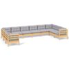 vidaXL 10-delige Loungeset met grijze kussens grenenhout