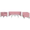 vidaXL 3-delige Loungeset Chesterfield met bolsters fluweel roze