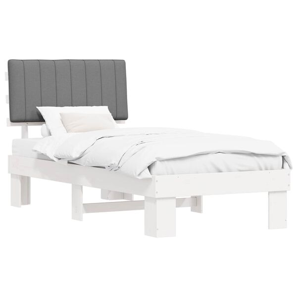 vidaXL Bedframe met Gevoerd Hoofdgedeelte Lichtgrijs 90 x 190 cm
