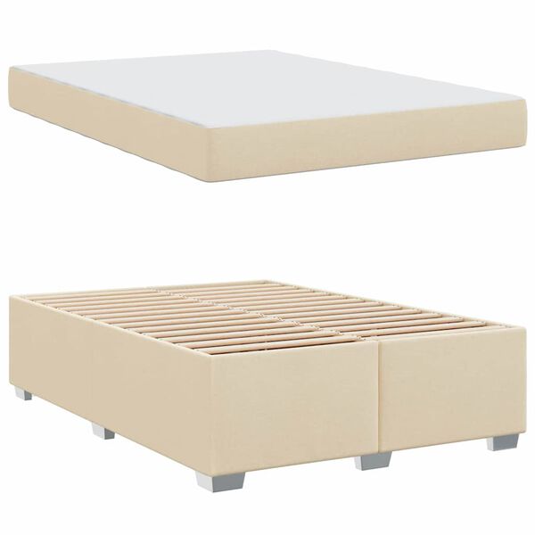 vidaXL Bedframe met matras Cr&egrave;me 140 x 200 cm Stof