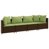 vidaXL 4-delige Loungeset met kussens poly rattan bruin