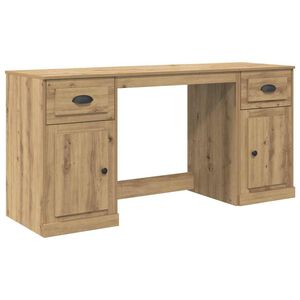 vidaXL Bureau met kast Artisan Eiken Bewerkt hout 154,5 x 50 x 75 cm