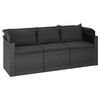 vidaXL 4-delige Loungeset met kussens poly rattan zwart