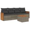 vidaXL 5-delige Loungeset met kussens poly rattan grijs