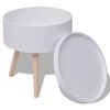 vidaXL Bijzettafel met dienblad rond 39,5x44,5 cm wit